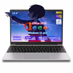 15.6" Laptop computer, Office 2024, Windows 11 Pro, 8GB RAM 256GB SSD, IPS FHD Laptop, Intel Core i3, Backlit Keyboard, Fingerprint Reader, USB3.0 Webcam WiFi5, Student & Business Laptop, Silver