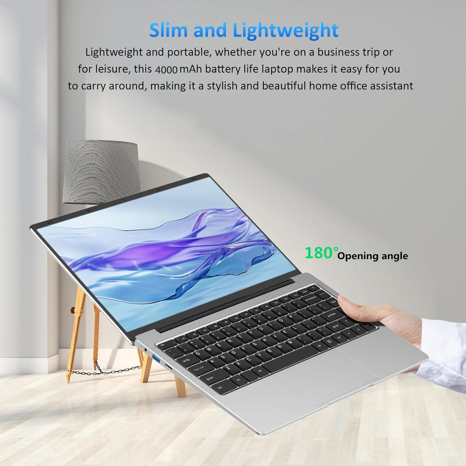 14.1" Silver Laptop Computer with Rechargeable Silent Mouse, Office 2024, 8GB RAM 128GB SSD, 4-Core Intel Celeron, HD Display Thin and Light Windows Laptop for study and work, Webcam Wi-Fi 5 BT5.0