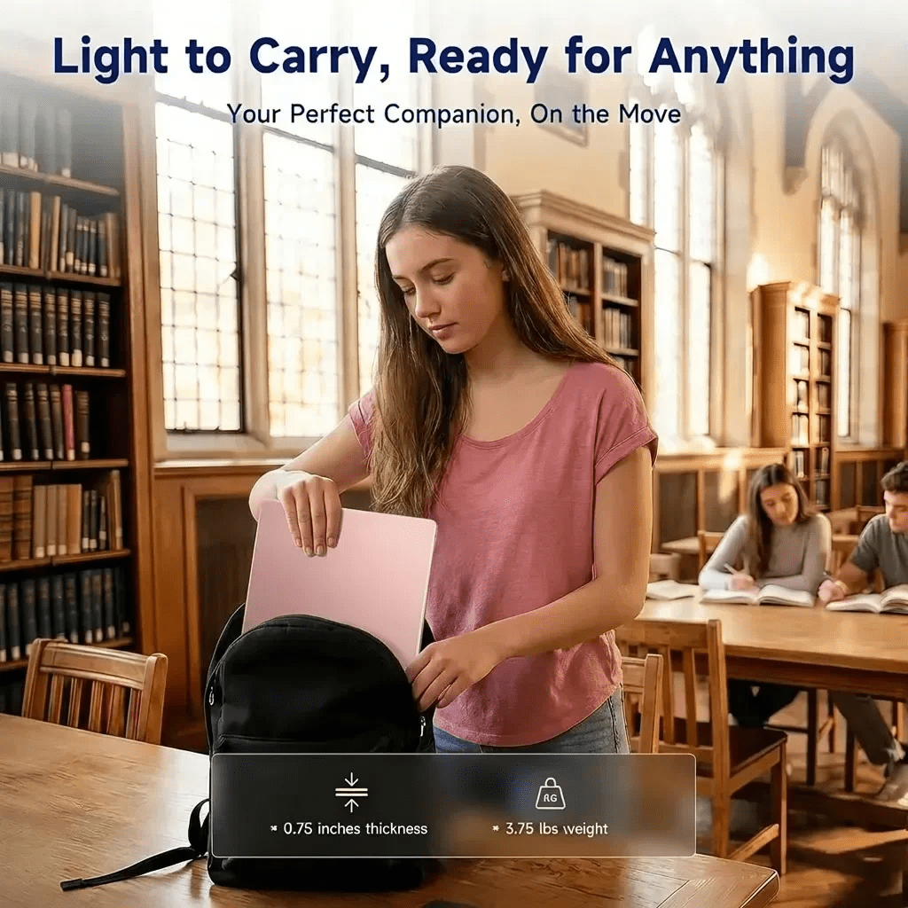 15.6" Pink Laptop computer, Windows 11 Pro, Office 2024, 16GB RAM 512GB SSD, Intel Core i3-6100U, IPS FHD, Backlit Keyboard, Fingerprint Reader, Webcam WiFi5, 180°Viewing, Student & Business Laptop