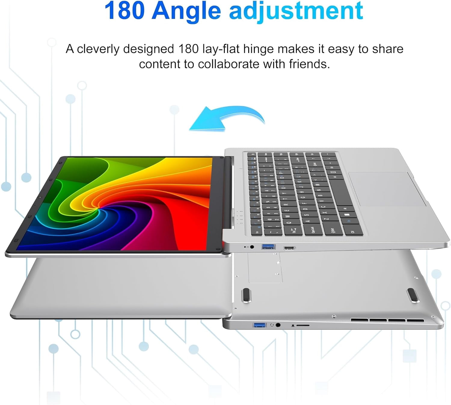 14.1" Silver Laptop for Students & Daily Use, Includes Rechargeable Silent Mouse, Office 2024, 4-Core Intel Celeron 3700 CPU, 8GB RAM, 128GB SSD, HD Screen, WiFi 5, BT 5.0 & Webcam