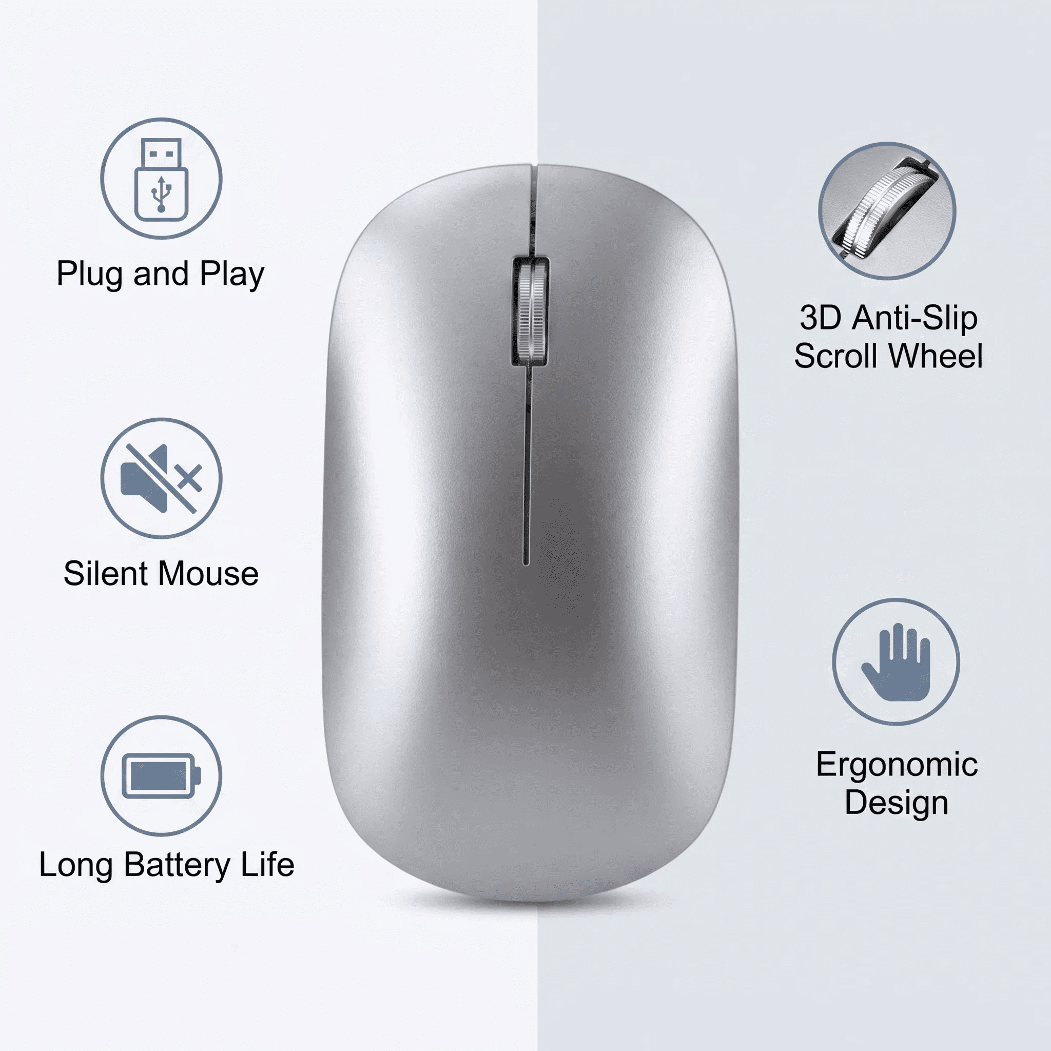 14.1" Silver Laptop for Students & Daily Use, Includes Rechargeable Silent Mouse, Office 2024, 4-Core Intel Celeron 3700 CPU, 8GB RAM, 128GB SSD, HD Screen, WiFi 5, BT 5.0 & Webcam