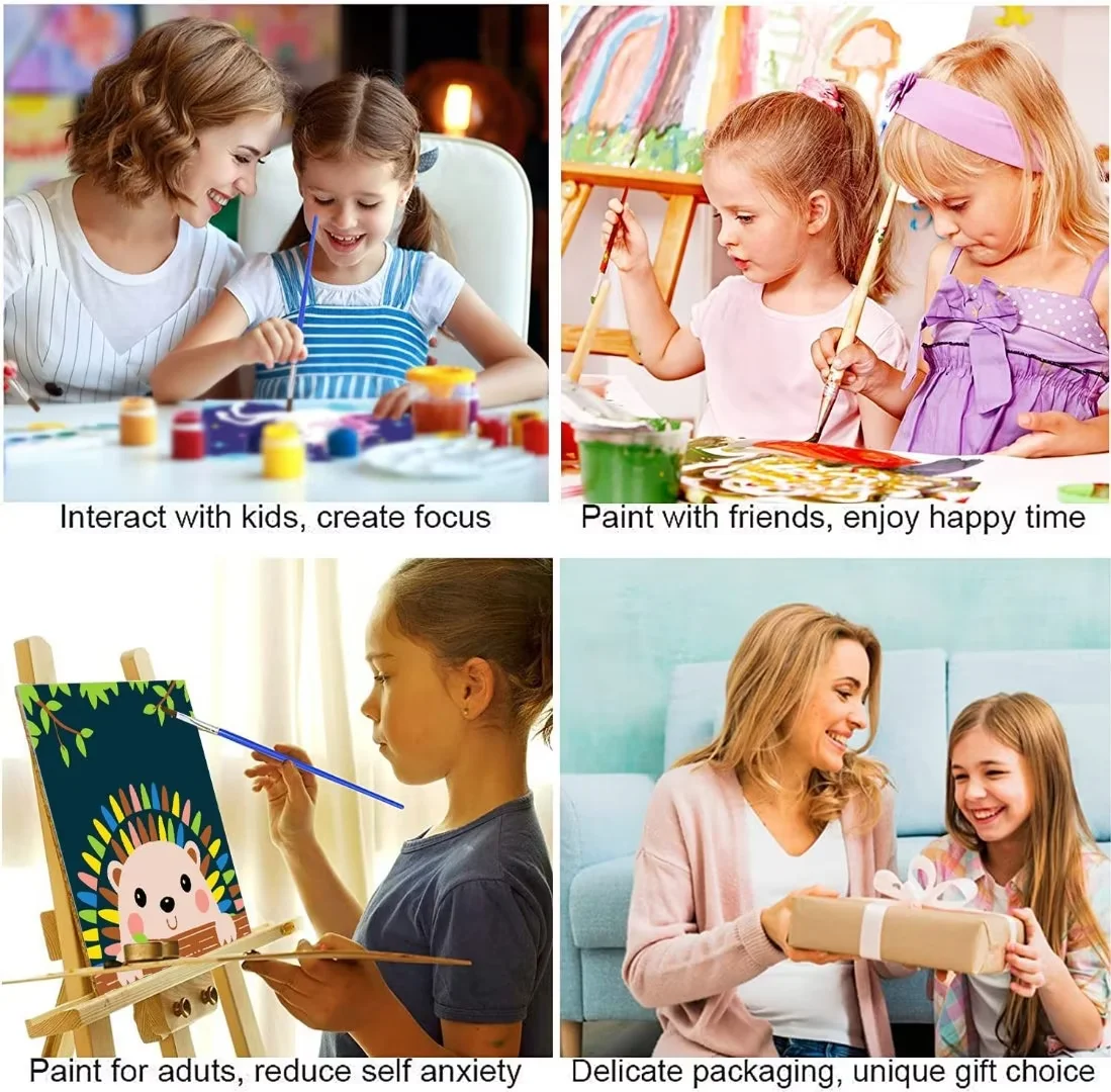4 Paint by Numbers for Kids DIY Paint Set for Girls Boys Adults Beginner Crafts Acrylic Oil Painting by Number Kits Perfect for Gift Decor 20cmx20cm (4PCS-2)