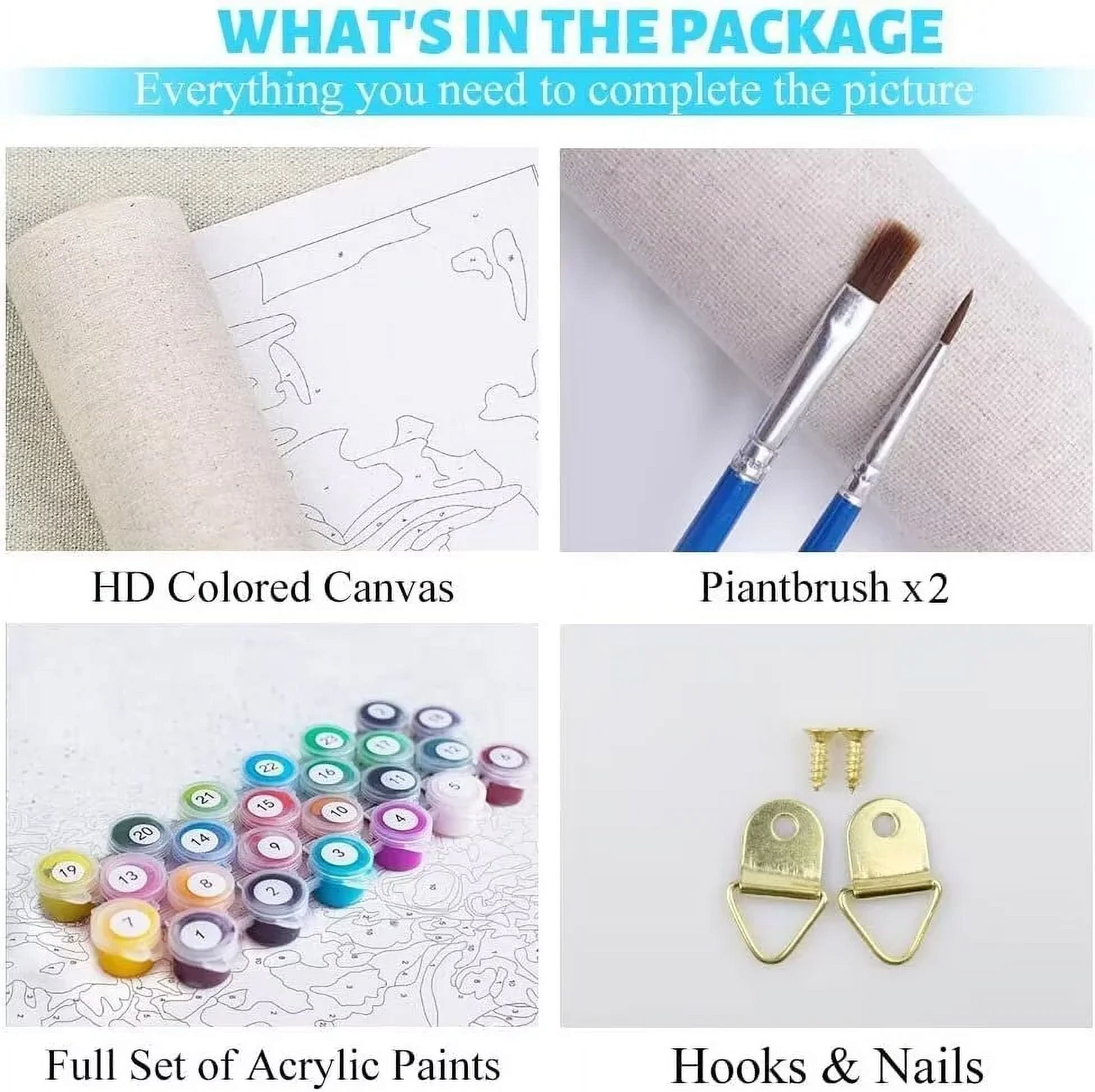 4 Paint by Numbers for Kids DIY Paint Set for Girls Boys Adults Beginner Crafts Acrylic Oil Painting by Number Kits Perfect for Gift Decor 20cmx20cm (4PCS-2)