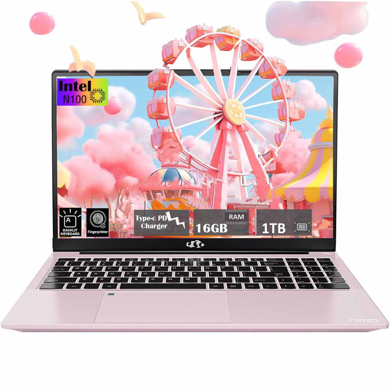 15.6 High-Performance Laptop, HD Graphics Card, Intel Pentium Quad-Core N100, 16GB RAM 1TB SSD, Type-C 65W Adapter, Backlit Keyboard, Fingerprint, Win 11