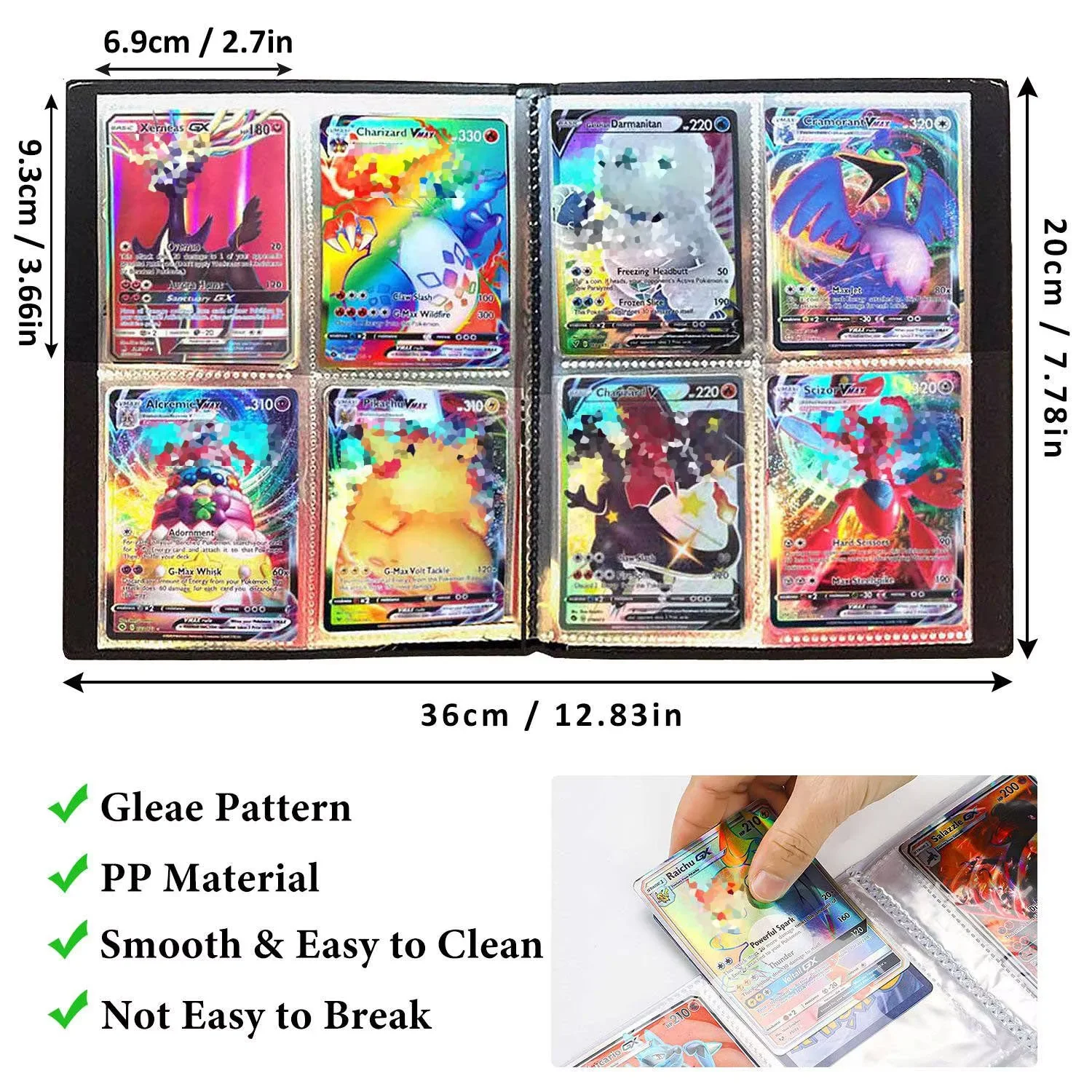 Collector card binder, card holder, excellent card protection - 4 pockets - 30 sheets of paper for 240 cards(OOQ3)