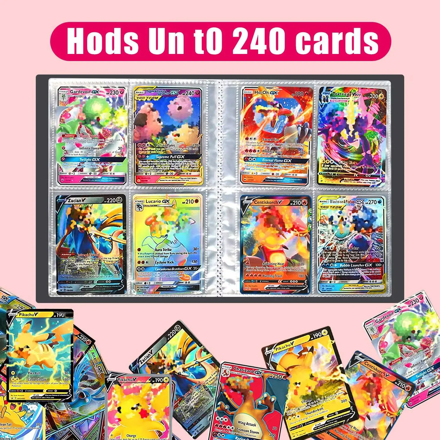 Collector card binder, card holder, excellent card protection - 4 pockets - 30 sheets of paper for 240 cards(OOQ3)