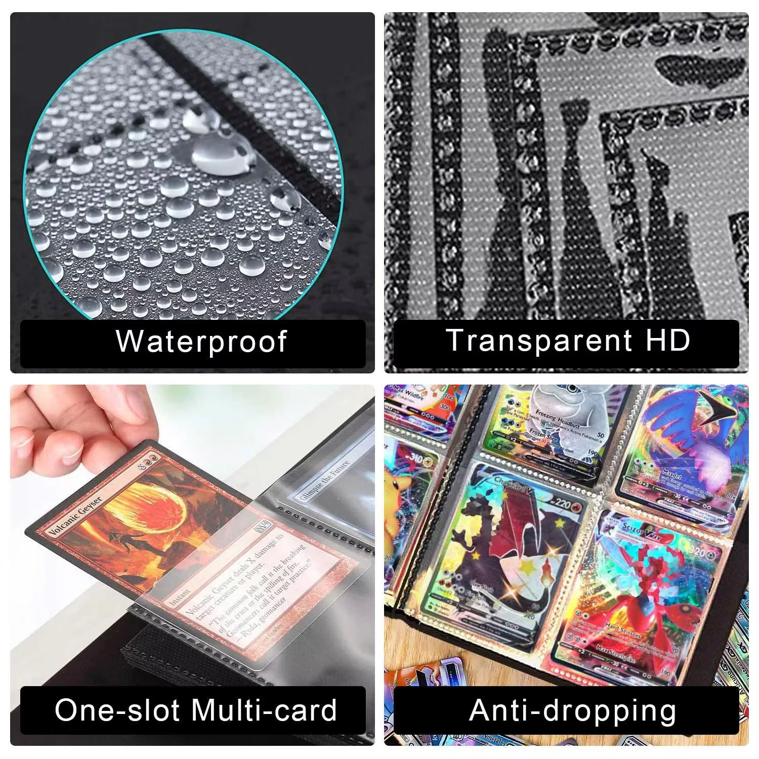 Collector card binder, card holder, excellent card protection - 4 pockets - 30 sheets of paper for 240 cards(OOQ3)
